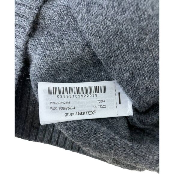 Zara Womens Sweater Size M Gray Cardigan Knit 100 Wool Long Sleeve 2893/102 NWOT - Picture 7 of 12